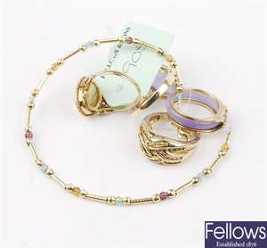 (709010886) 9ct gem set bracelet, four assorted ri