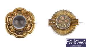 Two yellow metal Victorian brooches, one of