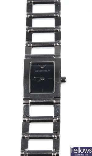 EMPORIO ARMANI - a lady's rectangular watch with