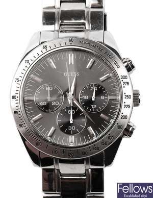 GUESS - a gentleman's stainless steel watch with