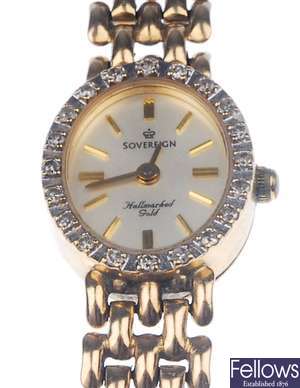 SOVEREIGN - a lady's oval cream dial with gilt
