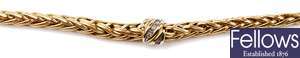 A 14ct gold graduated barley link necklet with