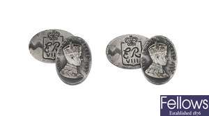 A pair of cufflinks made for the Coronation of