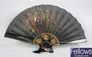 A Victorian ladies hand fan and a selection of fans