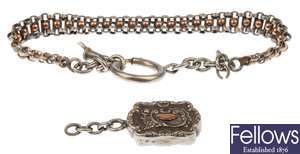 Victorian silver bracelet with suspended pendant