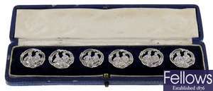 A cased set of six early 20th century silver