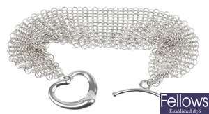 Tiffany - A mesh link bracelet with heart shaped