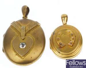 Four items to include two Victorian oval lockets,