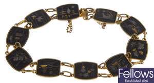 Five Damascene pieces to include four bracelets