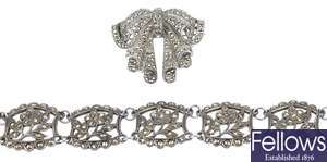 A quantity of metal mounted marcasite jewellery