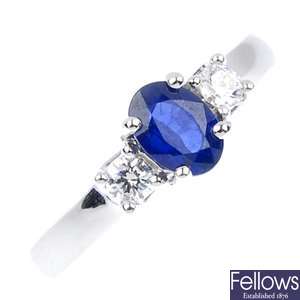 An 18ct gold sapphire and diamond rings