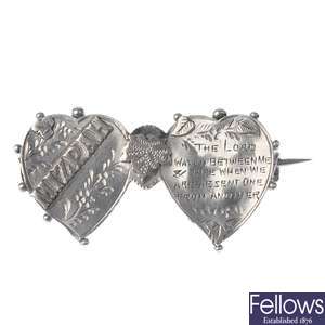 Eleven late 19th/early 20th century silver brooches.