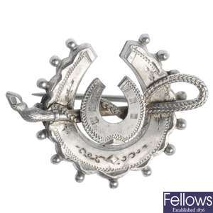 Ten late 19th/early 20th century silver brooches.