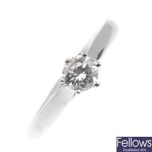 18ct white gold single stone diamond ring.