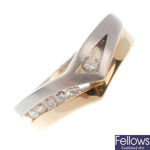 Bi-colour diamond abstract ring.