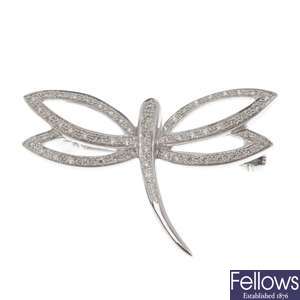 18ct white gold diamond set dragonfly brooch.