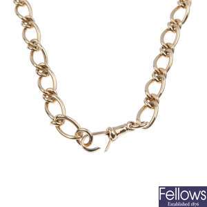 9ct gold fancy curb link chain.