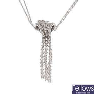 18ct white gold diamond pendant with fancy chain.