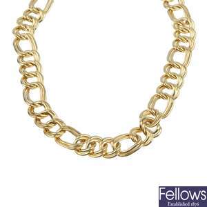 9ct gold flat curb link necklace.