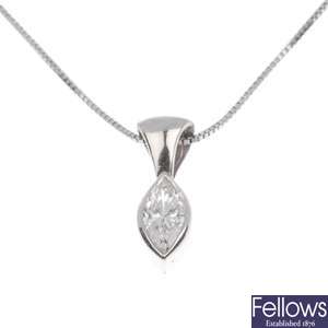 18ct white gold diamond pendant and chain.