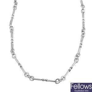 9ct white gold fancy link chain.