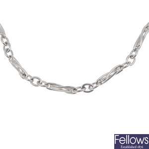 9ct white gold fancy link chain.