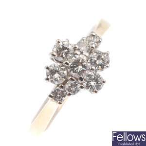 18ct gold diamond cluster ring.