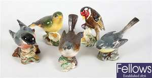 Ten small Beswick bird ornaments to include, Blue Tit, White-throat, Gold Finch