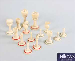 A 19th century carved ivory chess set
