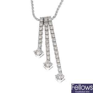 18ct white gold diamond pendant with chain.