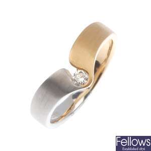 18ct gold diamond wishbone ring.