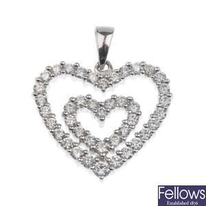 18ct white gold diamond set heart pendant.