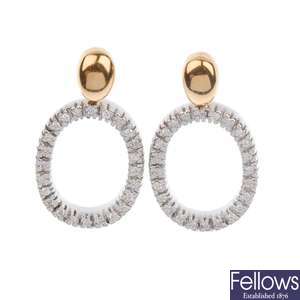18ct bi-colour gold diamond hoop design earrings.