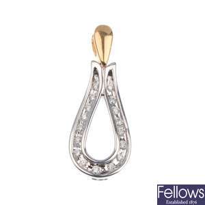 18ct bi-colour gold diamond pendant.