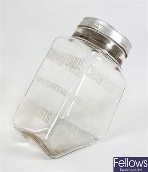 A Crawfords biscuit glass storage jar
