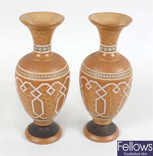 A pair of Doulton Lambeth silicon stoneware vases