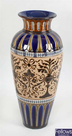 A large Royal Doulton stoneware vase