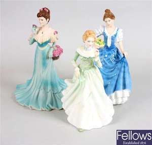 Three Royal Doulton bone china figurines, Helen, Sally and Grace