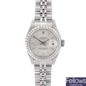 ()Rolex. A lady's stainless steel Date wristwatch