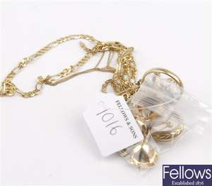 (504002866)  9ct item of jewellery, 18ct figaro necklace
