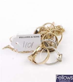 (407021474)  9ct item of jewellery, ring item of jewellery, 9ct pendant, eight assorted rings