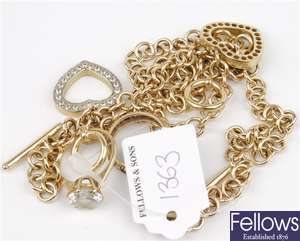 (809025519) 9ct belcher bracelet,  belcher necklace, two assorted rings