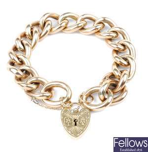 A 9ct gold large curb-link bracelet.
