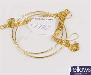 (134169053) 22ct link bracelet, 18ct hoop earrings