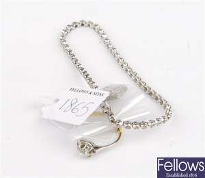 (305118425) 18ct gem set bracelet, 18ct curb necklace, bracelet single stone ring