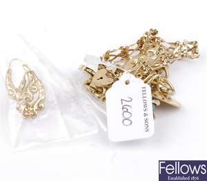 (307078064) two assorted bracelets,  hoop earrings, two assorted pendants