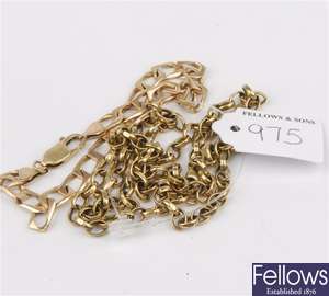 (43519) A 9ct gold bracelet and chain