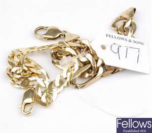 (43600) Two 9ct gold bracelets