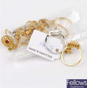 (205140113)  22ct item of jewellery, two pairs of assorted earrings, two assorted necklets, two asso