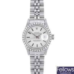 (409017440) A stainless steel automatic lady's Rolex bracelet watch.